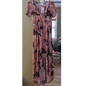 Pink floral high low dress